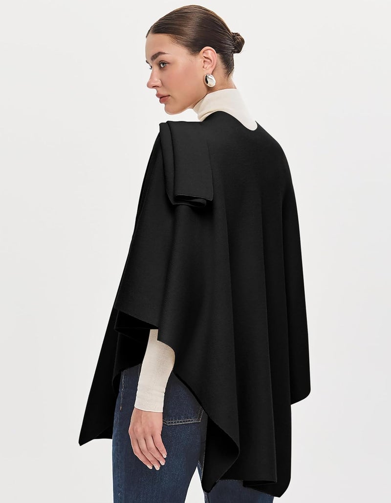 Puli Womens Large Cross Front Poncho Sweater Wrap Topper Knitted Elegant Shawls Cape for Fall Winter - Image 4